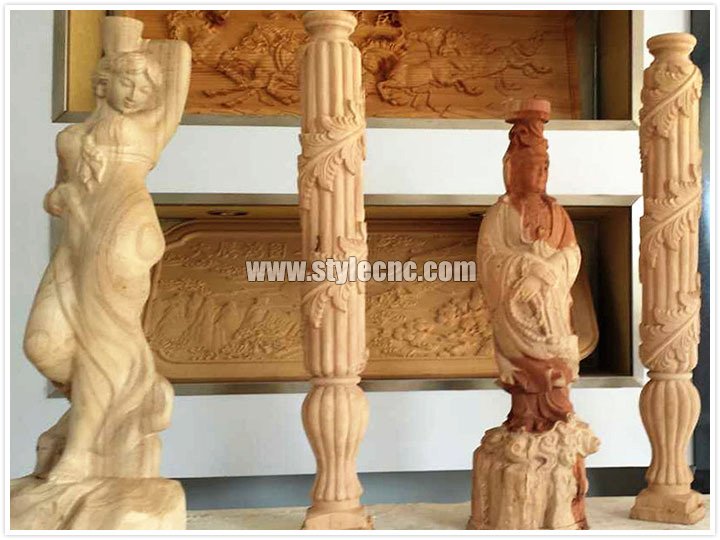 4x8數控雕刻機3D圓柱木雕項目